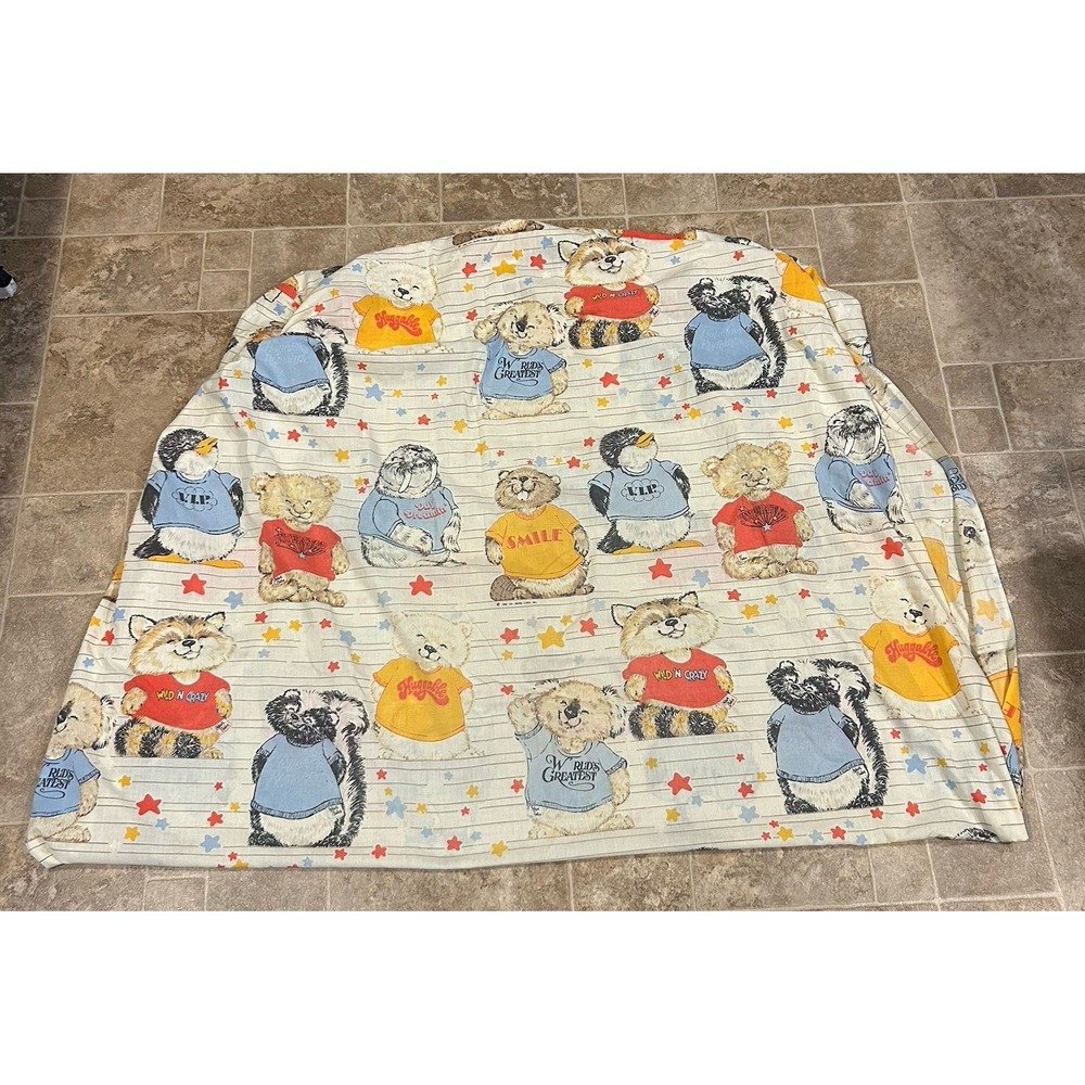 Vintage Shirt Tales‎ Kid Twin Bed Fitted Sheet 1980 Hallmark Brand Dan River